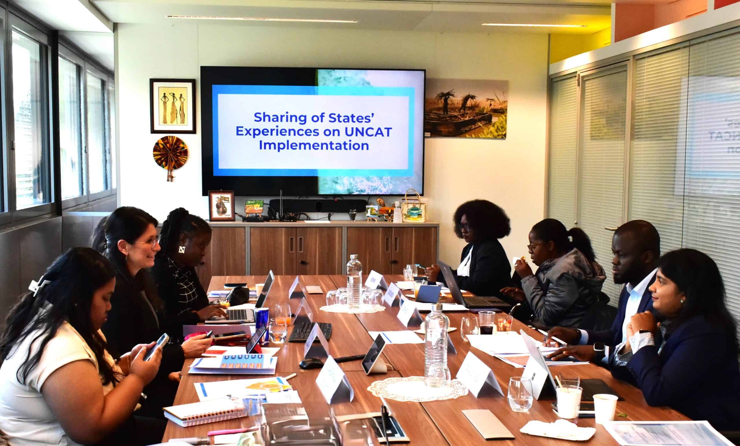 Seven delegates from Least Developed Countries (LDCs) and Small Island Developing States (SIDS) attend a briefing from CTI on addressing torture